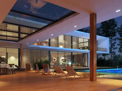 Exterior Night Scene 3D model  3D model