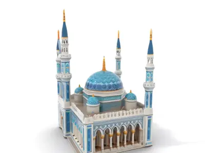 Ornate Blue Mosque model pack Low-poly 3D model