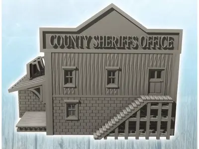 Sheriffs office with removable interior and walls 19 - Cowboy US 3D print model