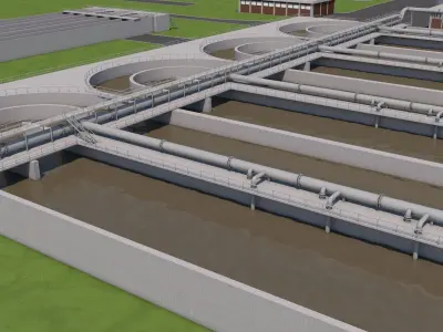 Water Waste and Sewage Treatment Plant 3D model