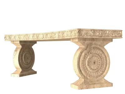 Stone Bench 01 Curved Low-poly 3D model
