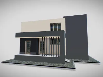 P0020 Residential House High-Tech 03 Low-poly 3D model
