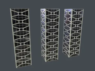 Building solar panel tower Low-poly 3D model