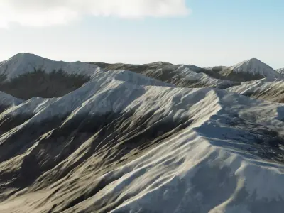 Continuous mountain range model with 8k texture map 3D model