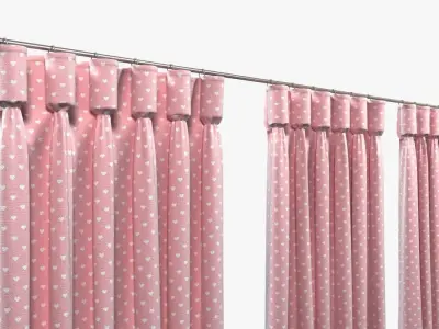 Goblet Heading pink kids Curtain 3D model