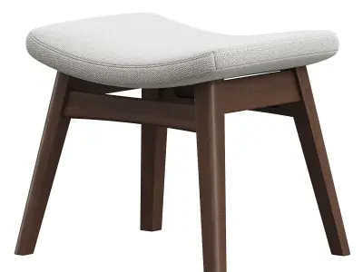 Vera Light Gray Fabric Upholstered Ottoman 3D model