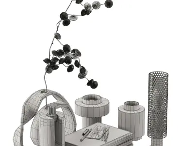 Decorative set with Vouge table lamp 3D model