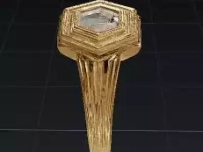 Hexa Lux Minimal Gold Ring with Diamond Cut 3D print model