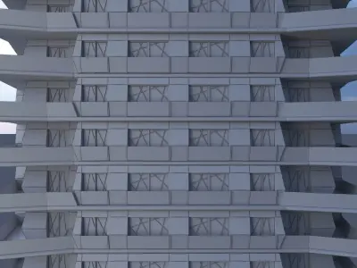 20 Storey Residential Building Low-poly 3D model