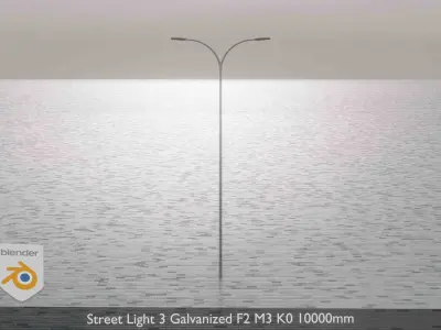 Street Light 3 Galvanized F2 M3 K0 10000mm Low-poly 3D model