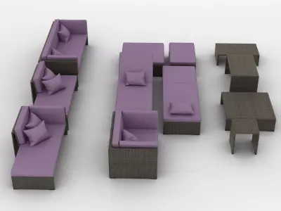 Viteo Slim Line Garden Furniture Set 3D model