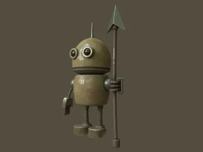 Stylized Robot Guard Low-poly 3D model