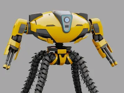 Octopus fighter rigged - animated character 3D model