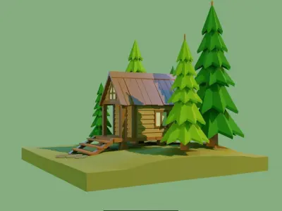 Low Poly Wooden House Pack