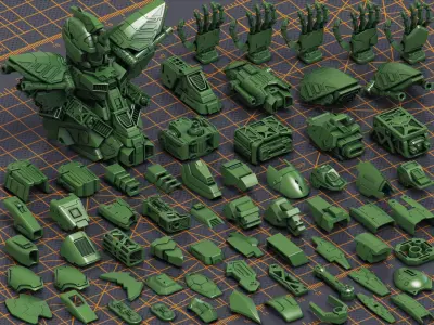 Mech Warrior Hard Surface Kitbash 2 of 20 3D model