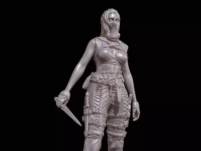 Armed Female Warrior  High Poly for 3D Print 3D print model