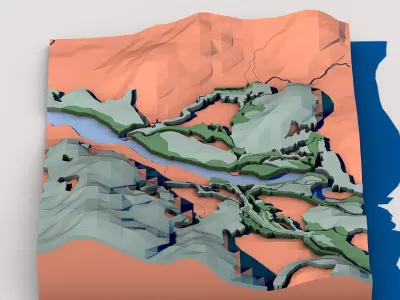 Abstract Low Poly Landscape Tile 3D model