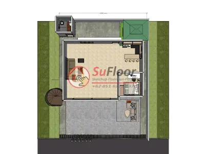 House 12x16m code 600 - Sketchup 3D model 3D model 3D model
