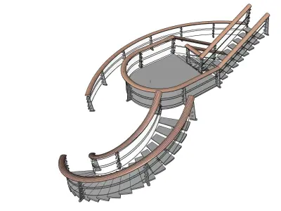 Metal-Wood Stairs 2 3D model