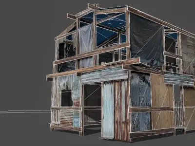 Lowpoly shanty house Low-poly 3D model