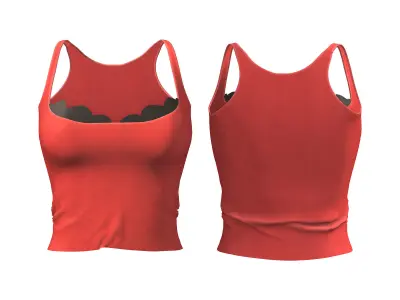 Red Strap Top And Front Slit A-Line Skirt Outfit Low-poly 3D model