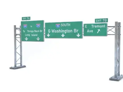 Highway Sign 04 Low-poly 3D model