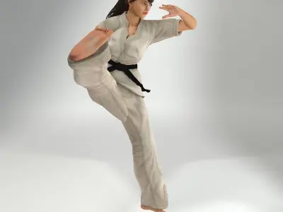 Karate Lady Lite Rig 3D model