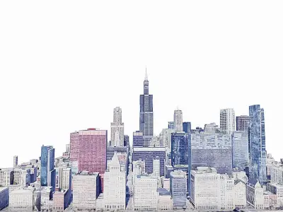 Willis Tower Low-poly 3D model