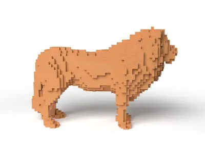 Lion Minecraft Voxel Low-poly 3D model