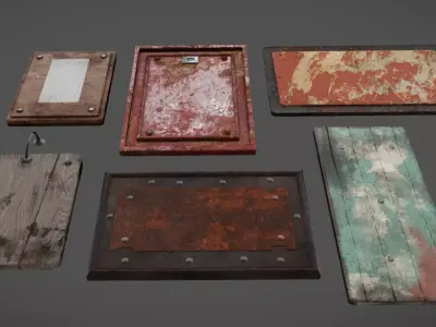 Plate Pack 01 Low-poly 3D model