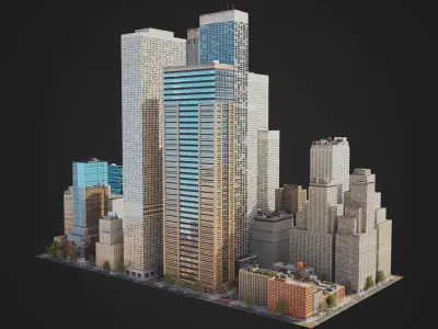 Realistic City District H9-A14 MAYA Low-poly 3D model