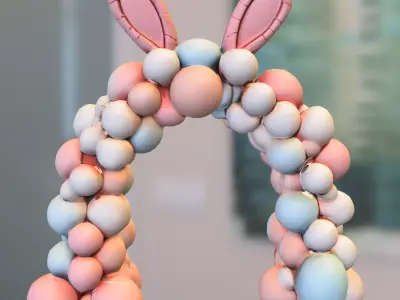 Bunny Balloon Arch Low-poly 3D model