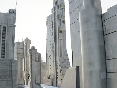 Scifi Building Textured Asset set 3D model
