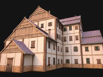 Medieval High Rise House 4 Floors  Low-poly 3D model