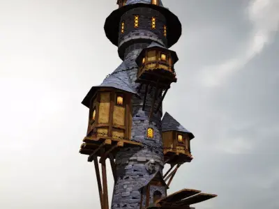 Wizard Tower Low-poly 3D model