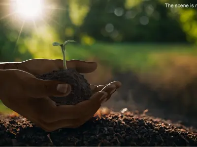  Afro American Hands Holding Soil 
