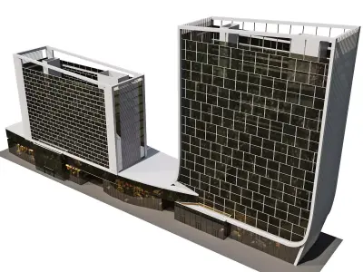 Twin-Tower Office Complex 3D model