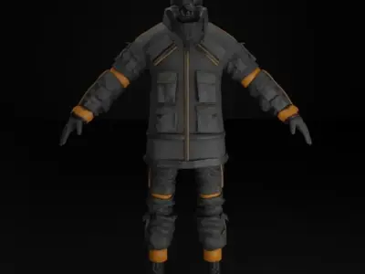 Cyberpunk Character Street Wear Low-poly 3D model