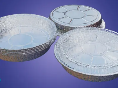 Round Aluminum Mold - Foil tray Low-poly 3D model