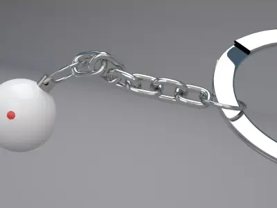 Cue Snooker Ball with Keychain 3D model