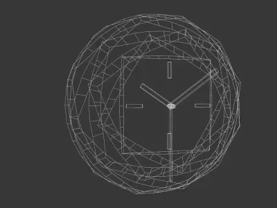 Funky Rotated Pieces Wood Wall Clock Low-poly 3D model