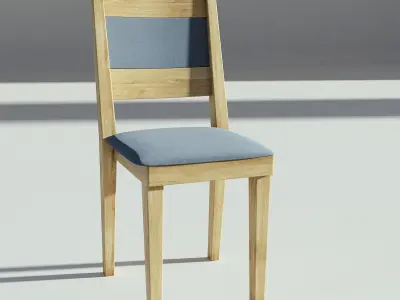 Light Wooden Fabric Sidechair 3D model