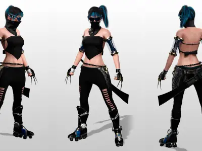 Cyberpunk Female Ninja Assassin Low-poly 3D model