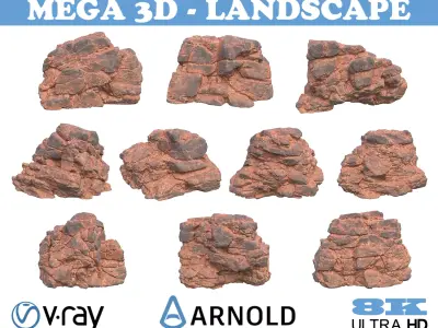 High poly Black Yellow Desert Rock  A 211119 3D model