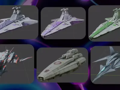  Spaceship Pack  24 PBR Game Ready  Low-poly 3D model