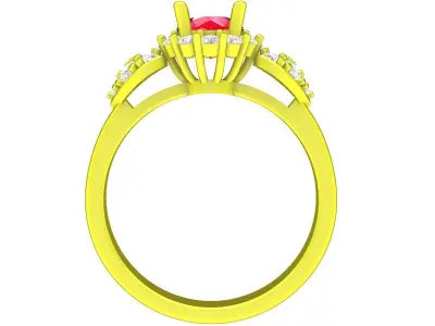 Elegant Asymmetric Halo Cluster Ring for Women 5095 3D print model