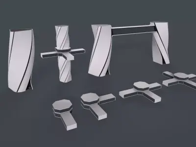 Modular buildings for Sci-Fi levels Low-poly 3D model