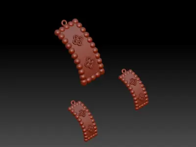 Pendant and earrings 3D print model