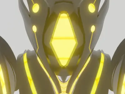 Villianmech 3d armor with lights Low-poly 3D model