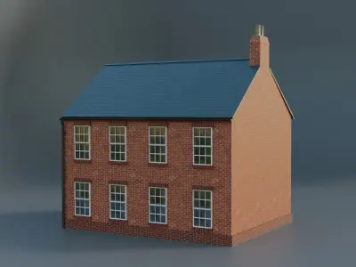 British brick house Low-poly 3D model